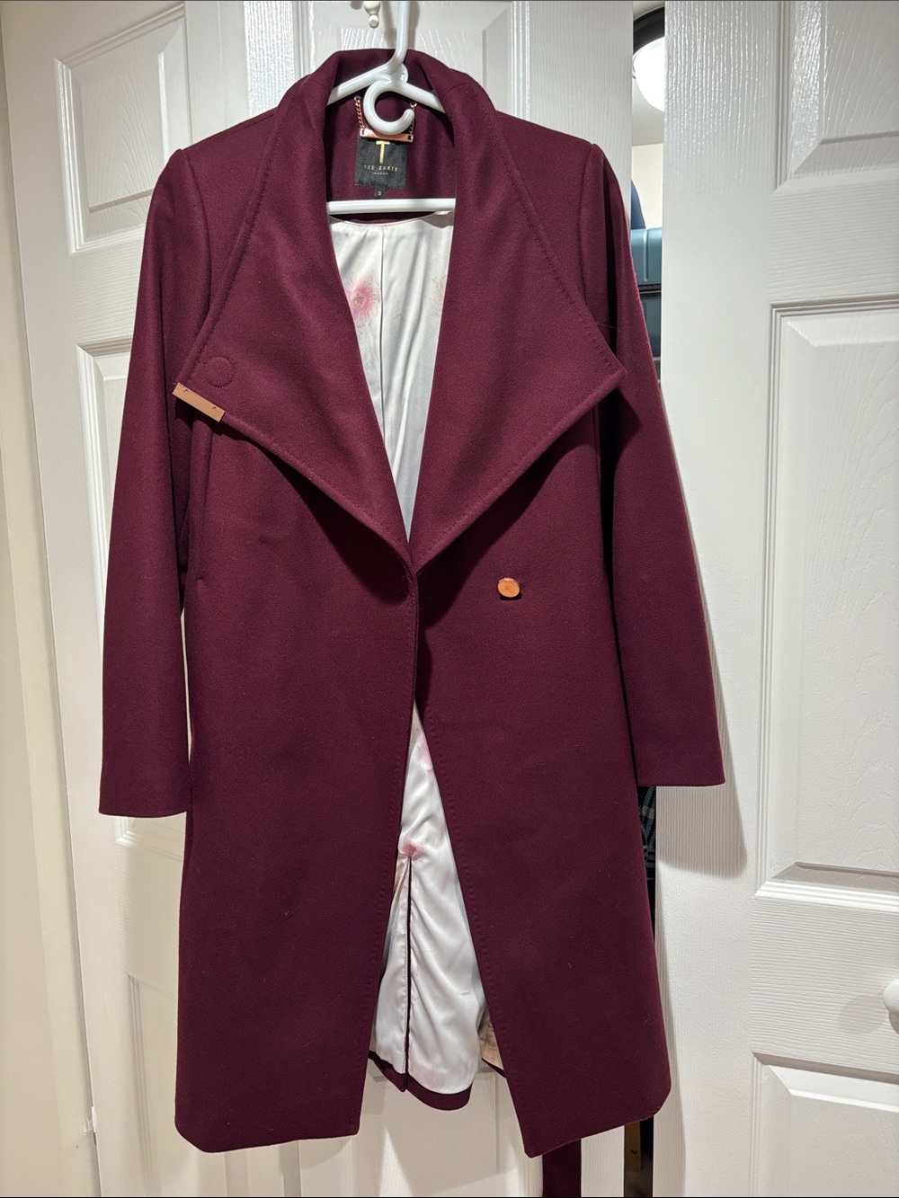 Ted Baker London Burgundy Open-Front Trench Coat
